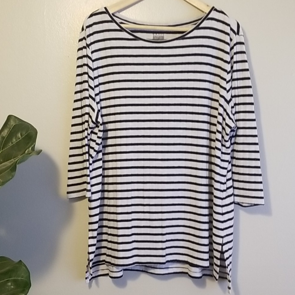 Navy and White Stripped Shirt
